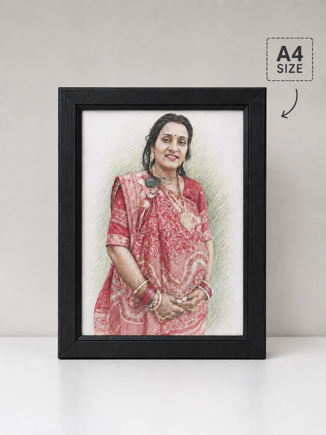 Personalized Coloured Portrait with Frame | Custom Photo Sketch